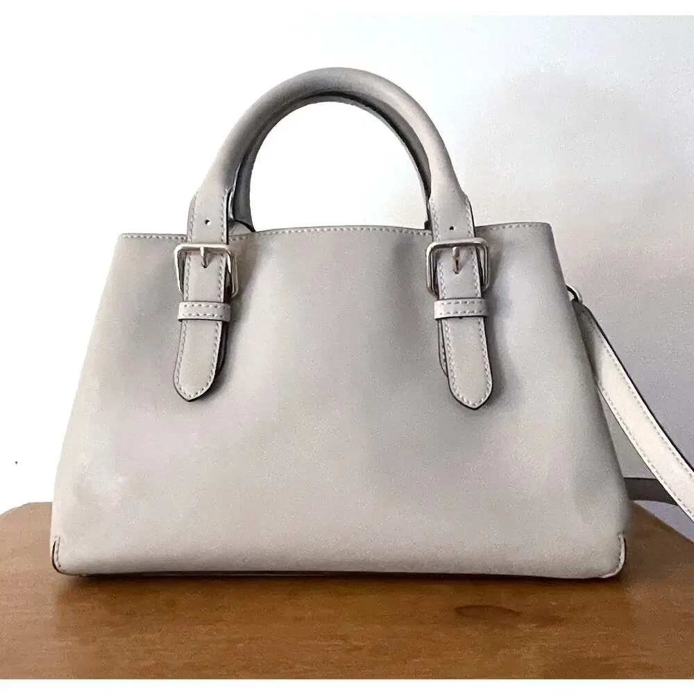 Kate Spade Gray Leather Satchel Crossbody Bag Cove Street Provence *FLAW